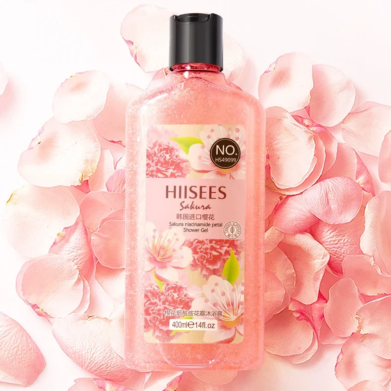 400ml Cherry Blossoms Floral Romantic Petal Shower Gel Soothing Skin Bath Body Lotion Moisturizing Lasting Lavender Fragrance