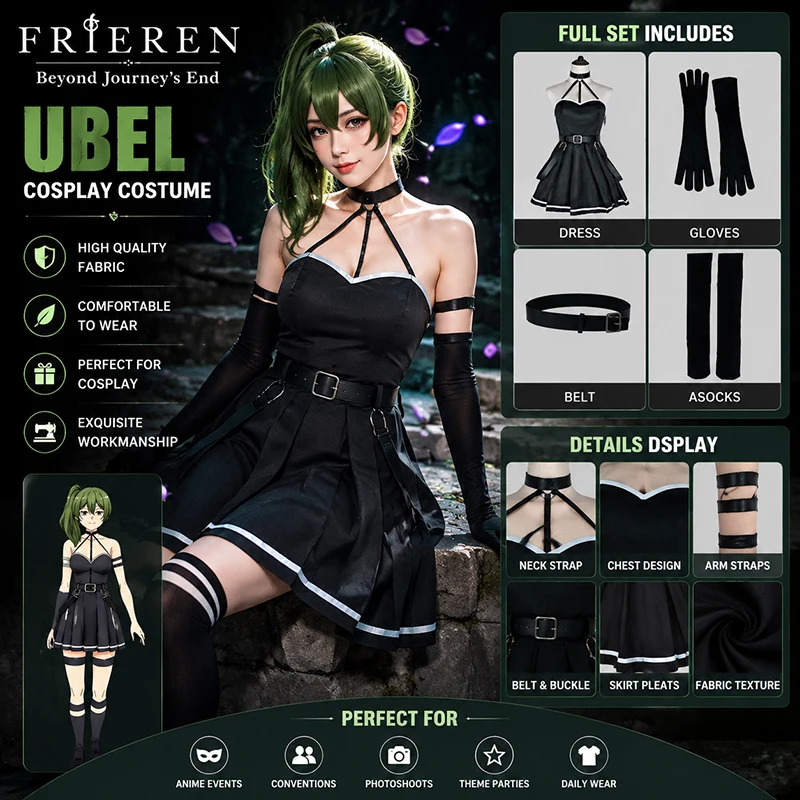 disfraz-de-cosplay-de-ubel-del-anime-frieren-beyond-journey's-end-vestido-de-ubel-para-mujer-cosplay-lindo-disfraz-para-comic-con-halloween-juego-de-roles