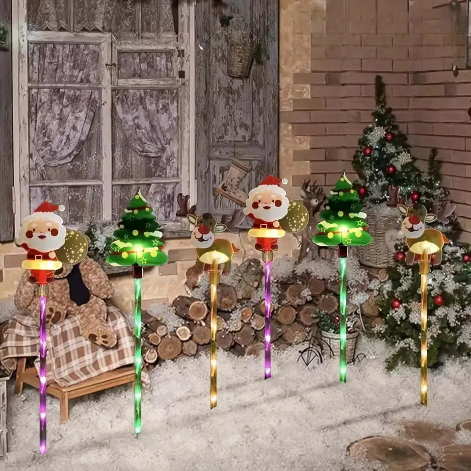1Set of Solar Santa Claus&Christmas Tree and Elk 6 in 1 Lawn Lights Outdoor Garden Solar Lawn Lights For Lawn Yard Holiday Decor - view 5