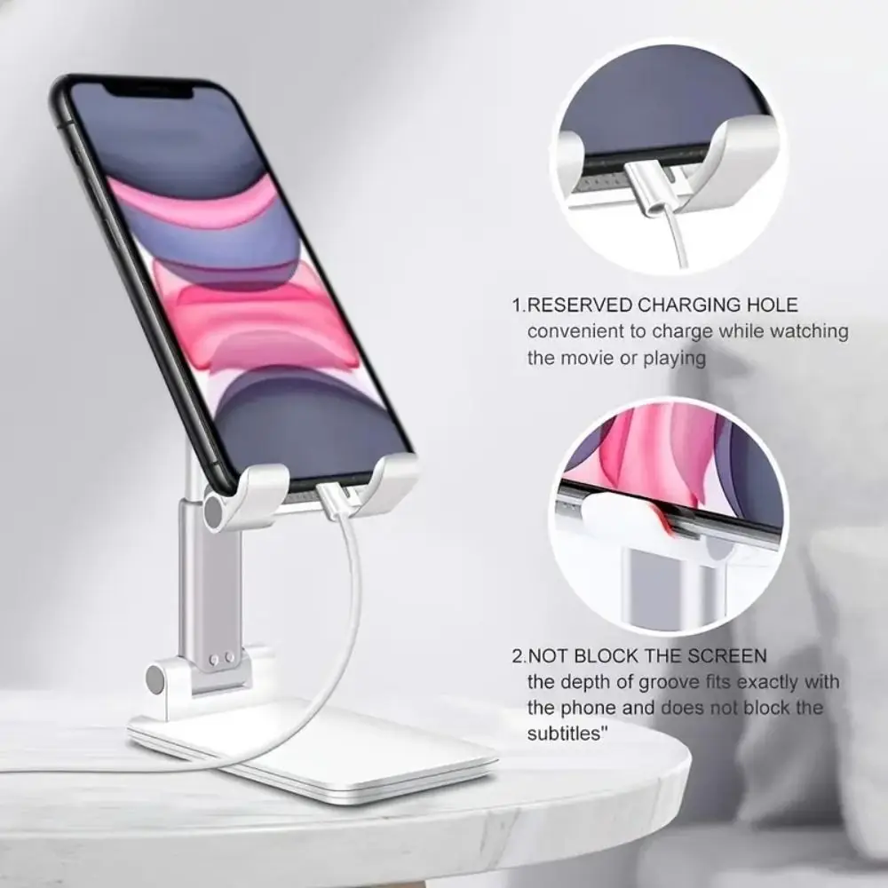 Plastic Mobile Phone Holder Foldable Adjustable Universal Table Cell Phone Stand White Black Pink Green Desktop Tablet Holder