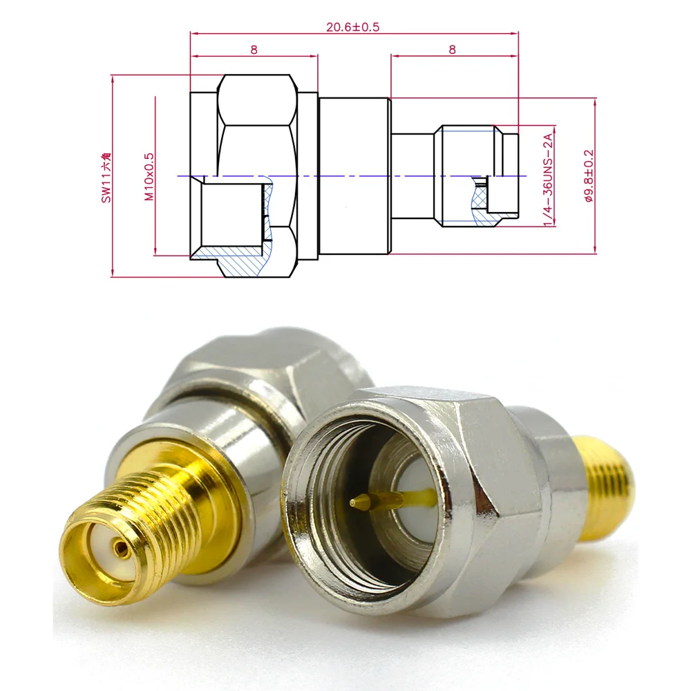 SMA Male Female to F Type Connector RF Coax Adapter Brass Gold Plated Straight Converter For TV Antenna