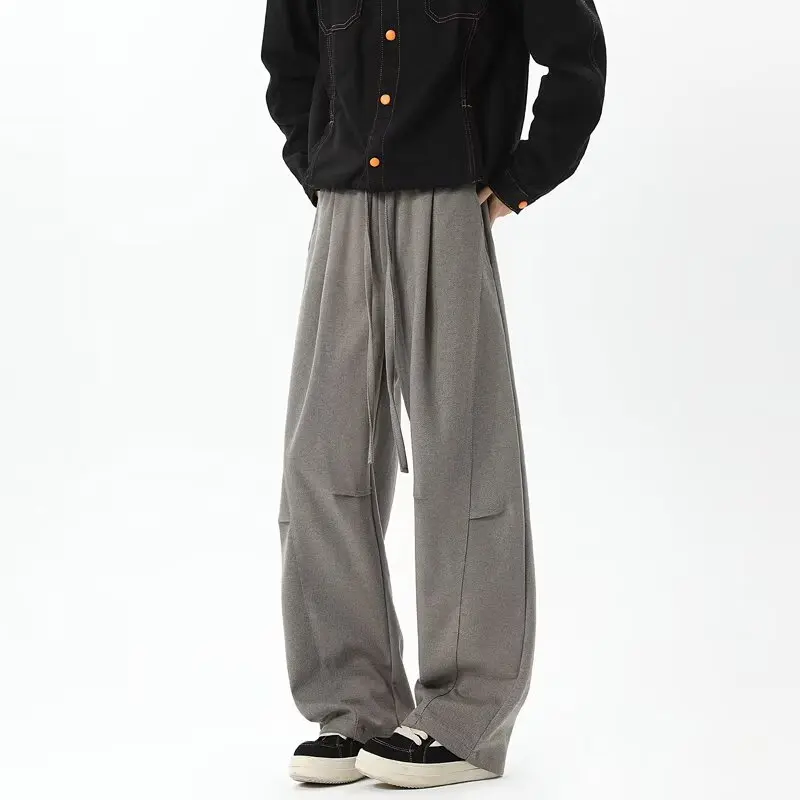 

Мужские повседневные спортивные брюки свободного кроя, однотонные, с текстурой, весна-осень, новые, струящиеся, в американском стиле, джоггеры