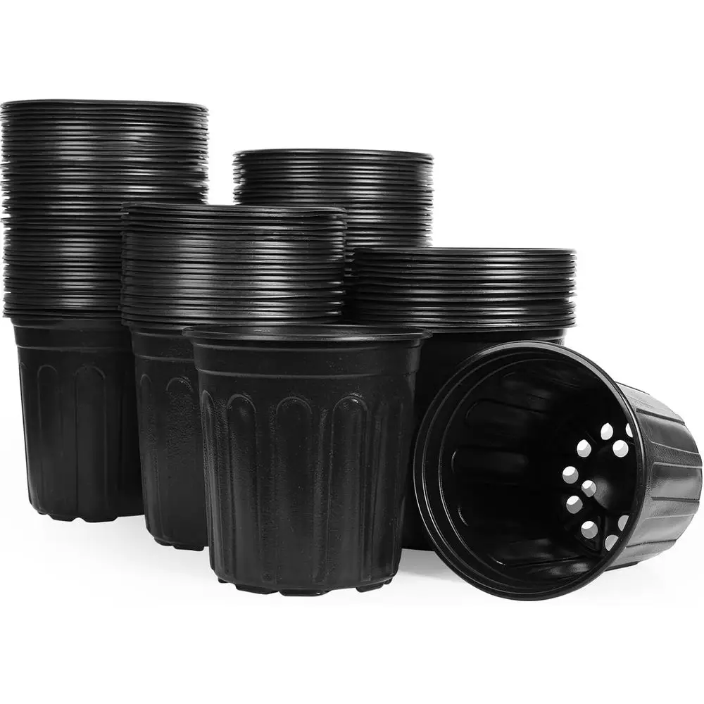 100-Pack 1 Gallon Thickened Soft Plastic Nursery Pots for Seedlings, Succulents, and Plant Containers