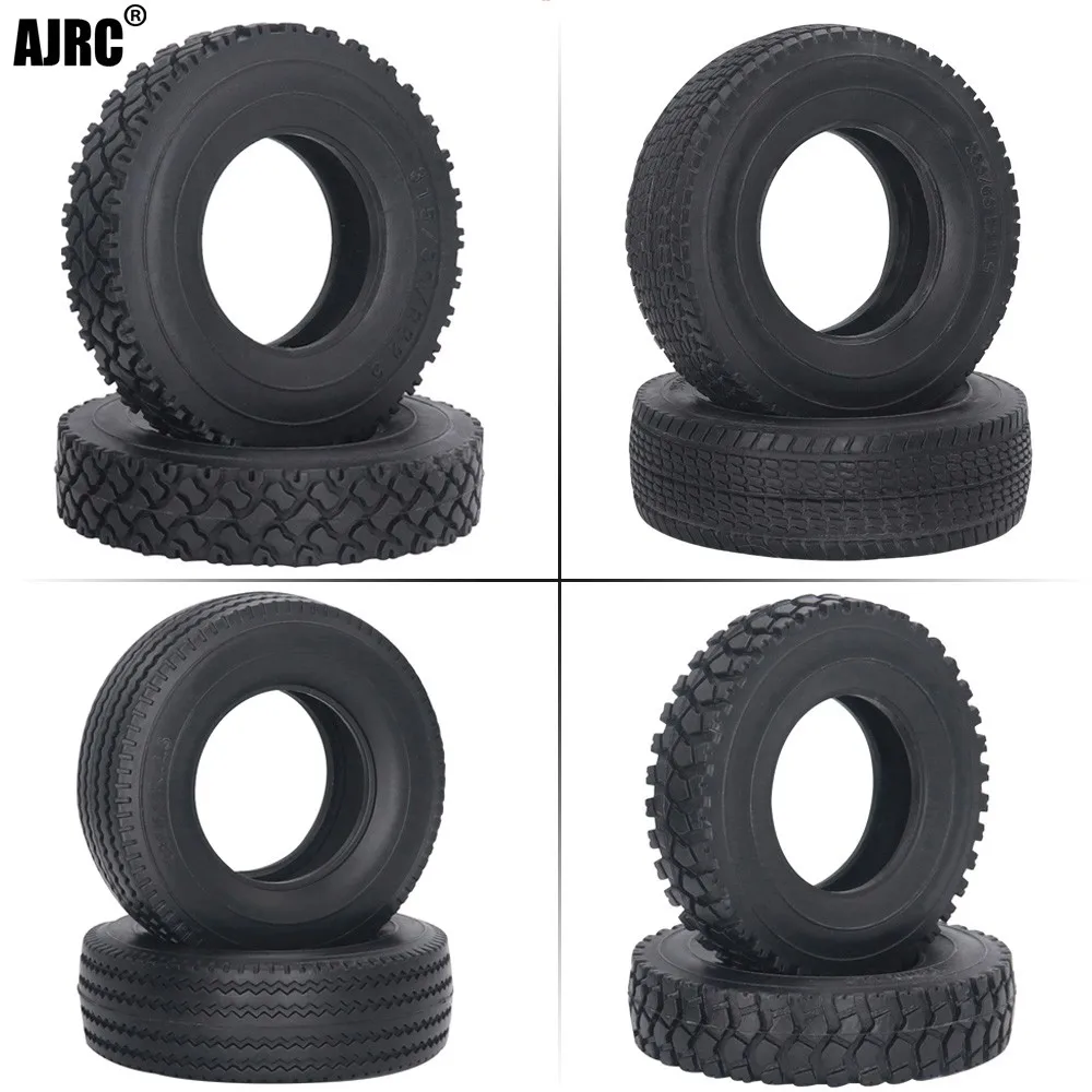 4PCS 1/14 Trailer Rubber Tires Wide/Narrow Gravel Tire Road Tyre Wheel for 1:14 RC Tamiya Mud Head Cargo Truck DIY Parts