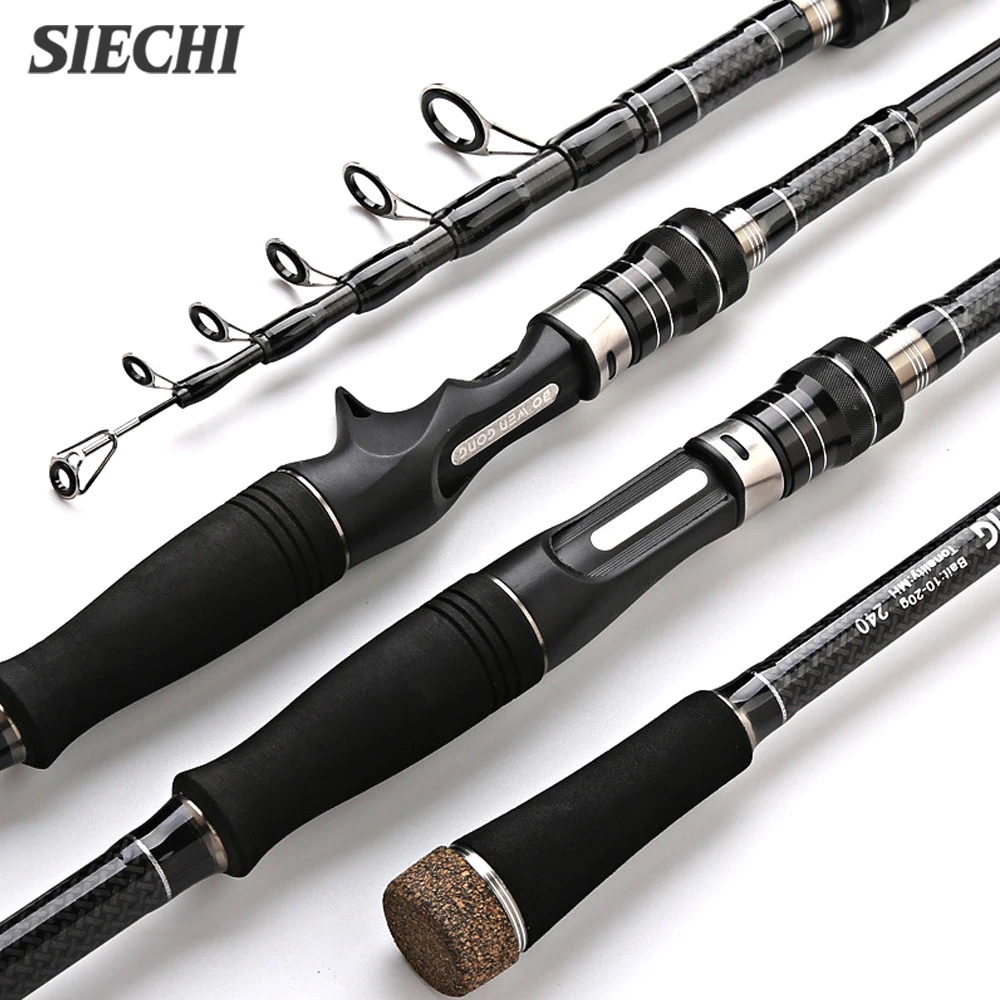 SIECHI 초경량 스피닝 캐스팅 탄소 섬유 루어 낚싯대, 텔레스코픽 낚싯대, 1.8-3.6m 낚시 태클