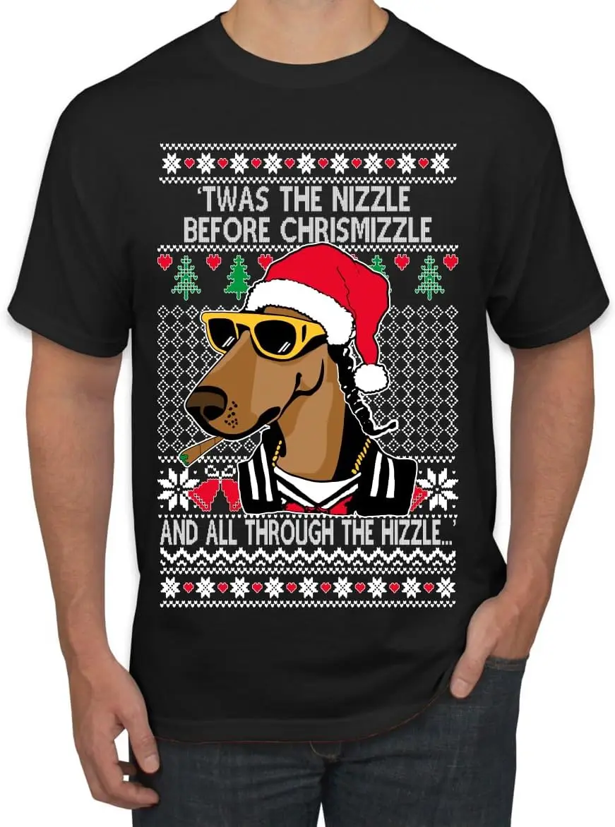 Shark & Hammer TWAS The Nizzle Before Chrismizzle Ugly Christmas Sweater Men's Graphic T-Shirt