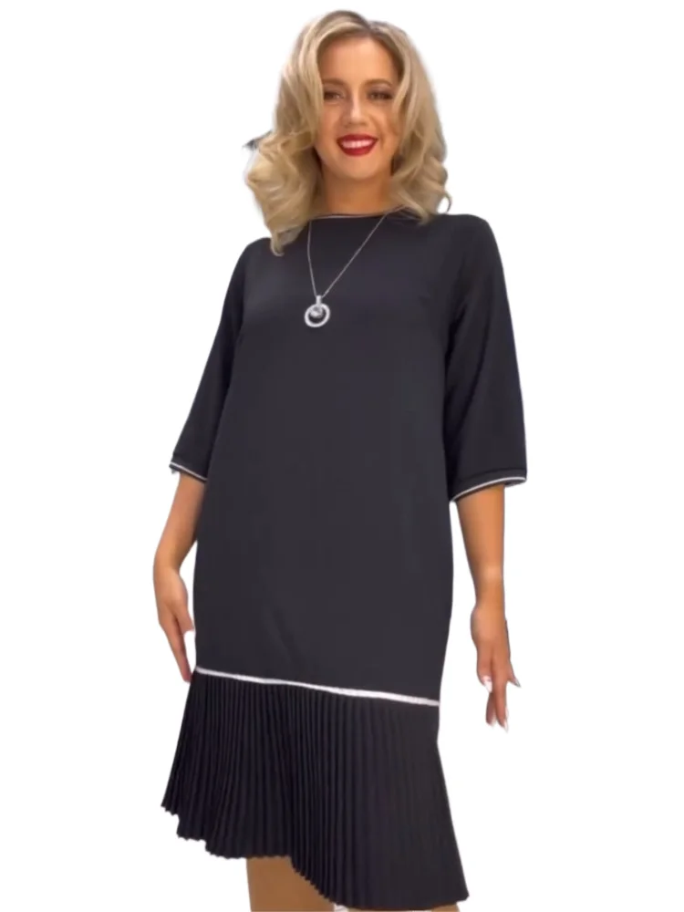 

New O Neck Black Casual Dress Summer For Women Fashion Elegant Loose Beach Party Dresses Robe Femme Womens Clothing