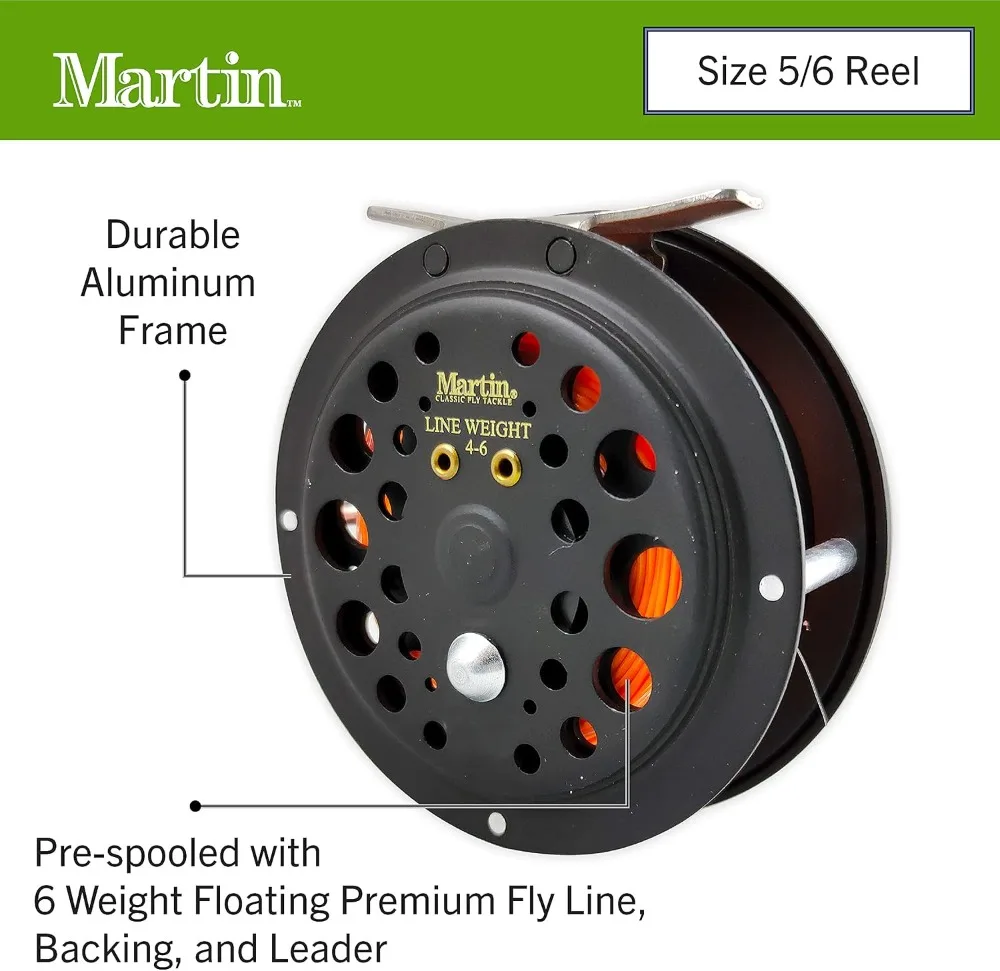 Complete Fly Fishing Kit - 8ft 5/6wt 3-Piece Rod, Reel, Line & Tackle - Moderate Action Fiberglass - Perfect for Trout, Bass & More view 3