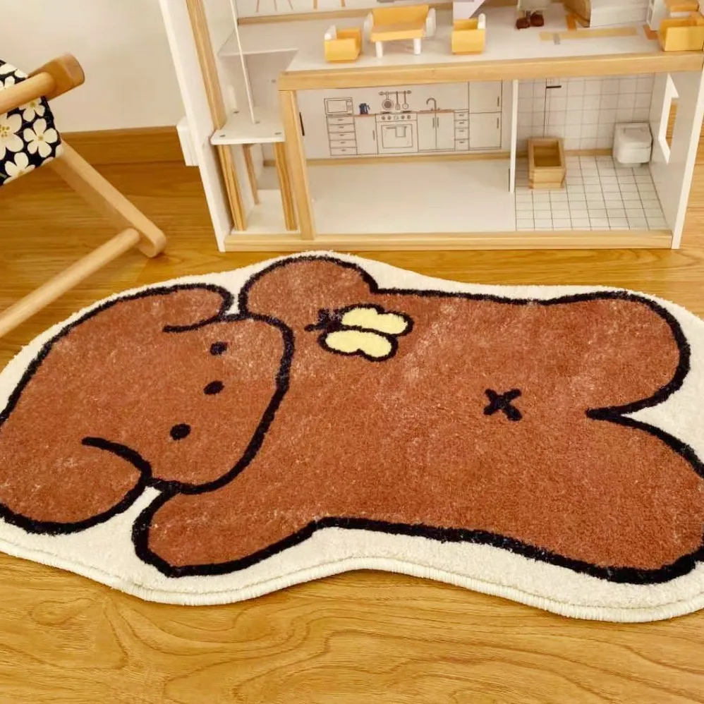 VIKAMA's New Adorable Korean Cartoon Animal Carpet For Children's Room, Crawling Game Rug, Bedroom Floor Mat, Home Decoration