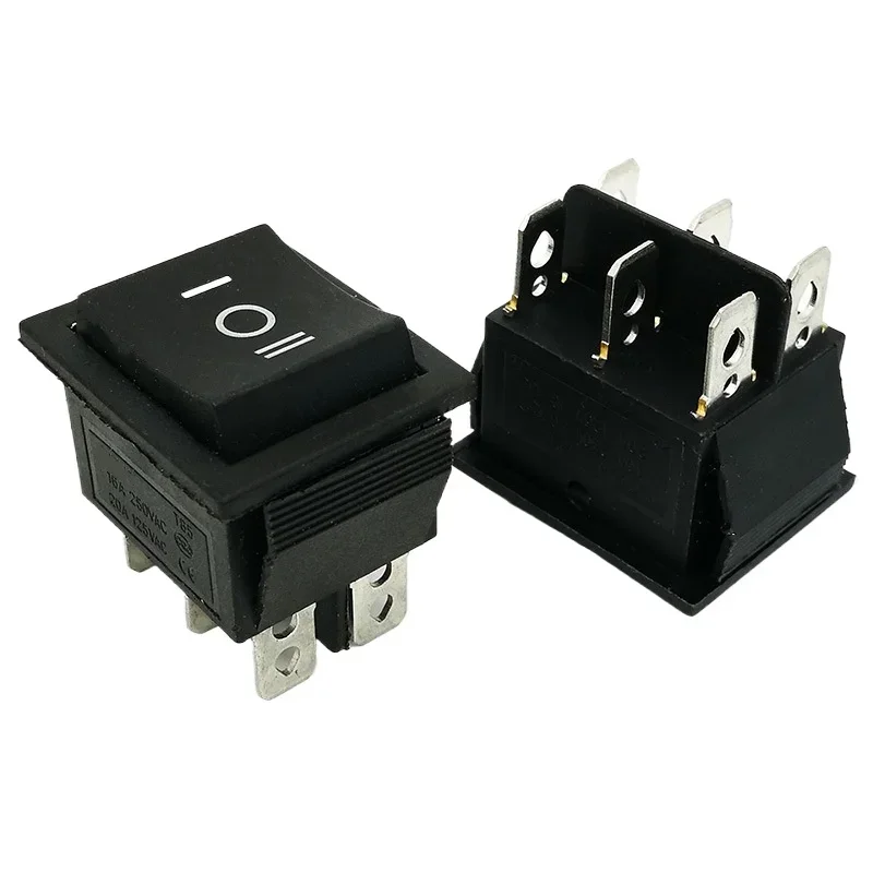 2PCS Rocker Switch 6 Pins 3 Position ON/Off/ON AC 20A/125V 16A/250V DPDT Car Boat Black Switch