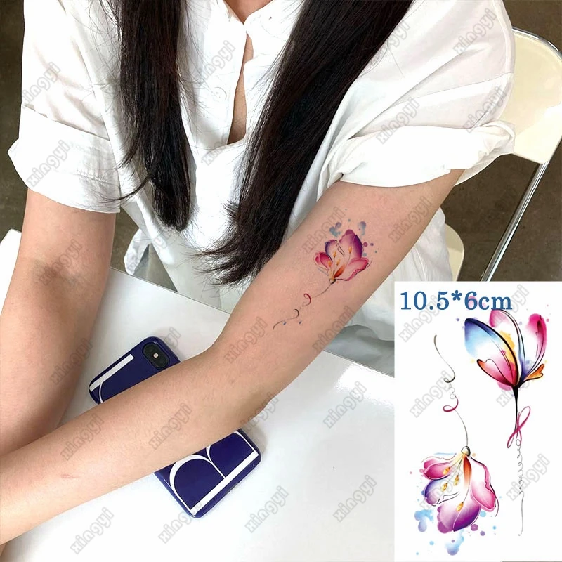 Autoadesivo del tatuaggio temporaneo impermeabile rosa farfalla ape fiori braccio per bambini polso trasferimento dell'acqua falso Tatto Body Art donna uomo