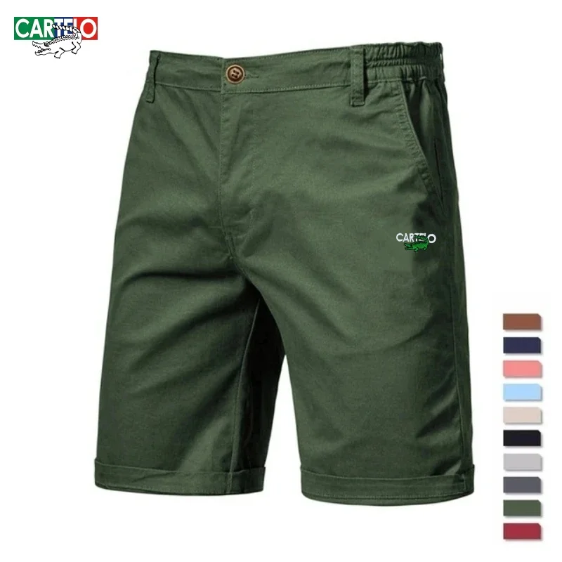새로운 여름 남성 고품질 100% 코튼 캐주얼 반바지 세련되고 캐주얼하며 스포티하고 편안한 신축성 있는 허리 반바지