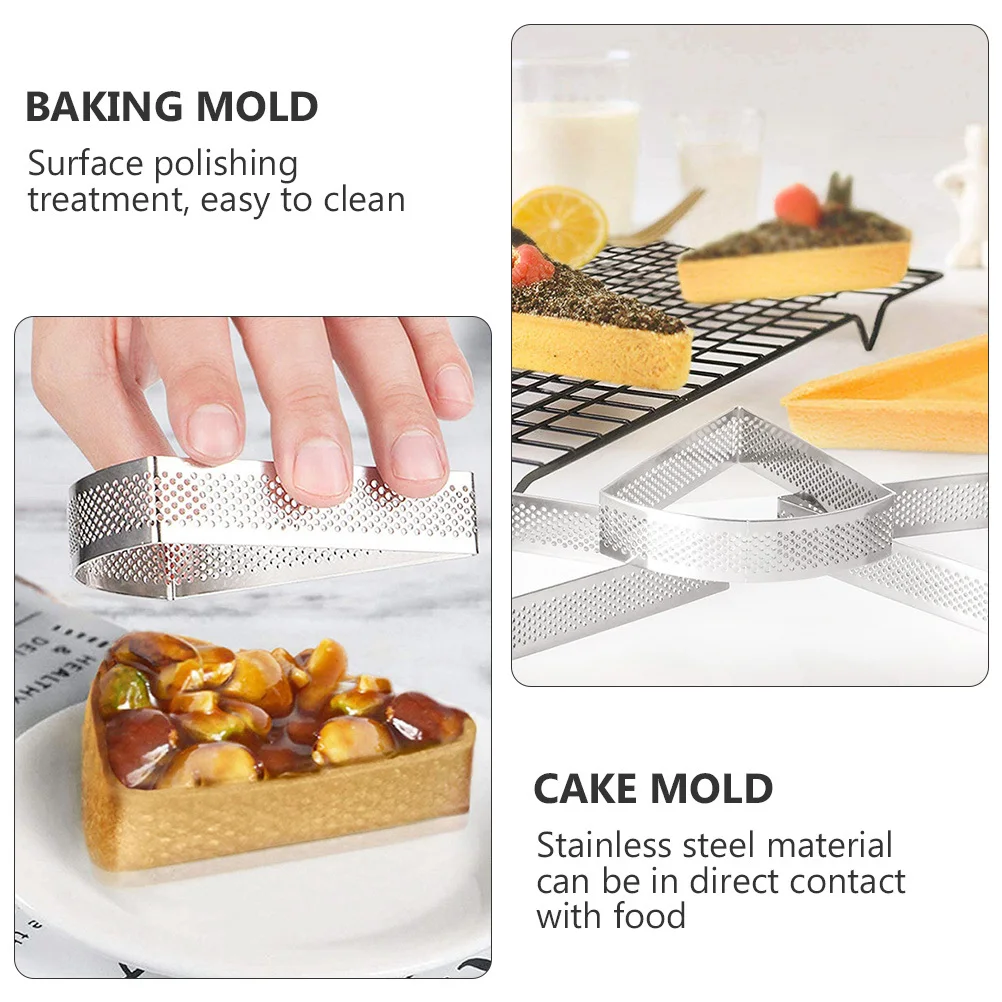 

3 pcs Stainless Steel Cake Mold Square Round Triangle Baking Tool For Dessert Mousse Diy Oven Safe Baking Pan Kitchen Bar Tools