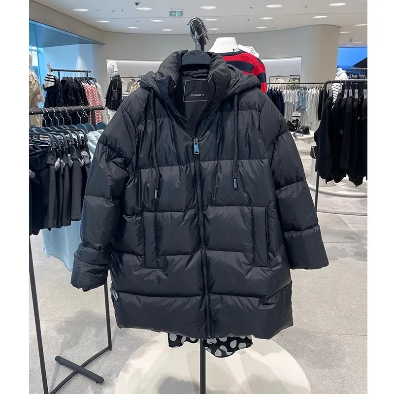 الخريف الشتاء عارضة فضفاض مقنعين الدافئة القطن Jaet المرأة Faion مريحة Du أسفل شغل معطف متوسط الطول