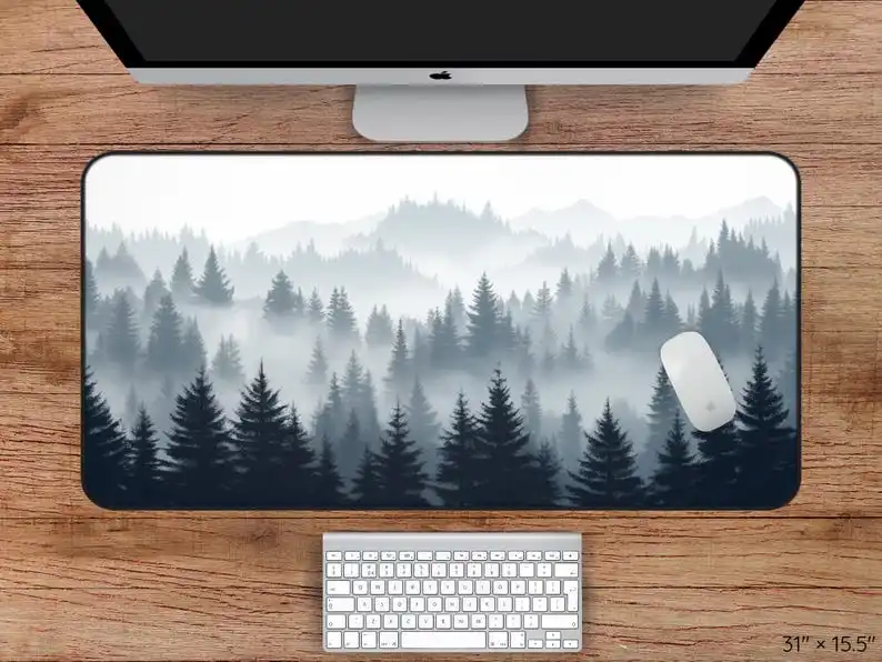

Mist Forest Desk Mat, Natural Desk Mats, Forest Mousepad, Large Gaming Deskmat, Extended Mouse Pad, Forest Landscape Deskmat