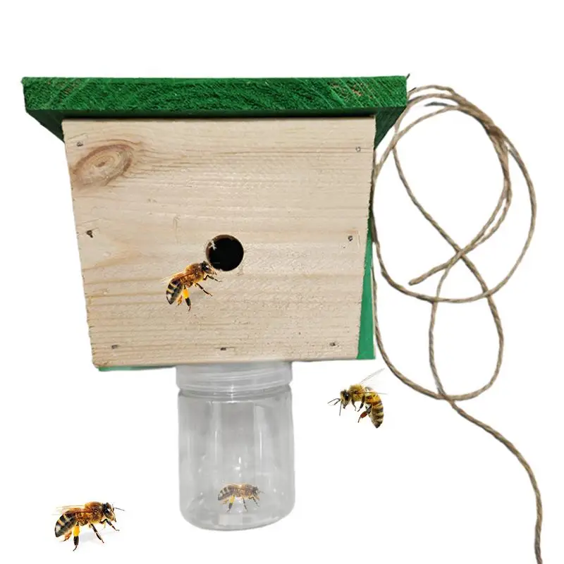 

Wood Bee Trap Natural Outdoor Rustic Lodge Wood Bee Catcher Bee Catchers For Outside Hang From Eaves Deck Railings Or Under