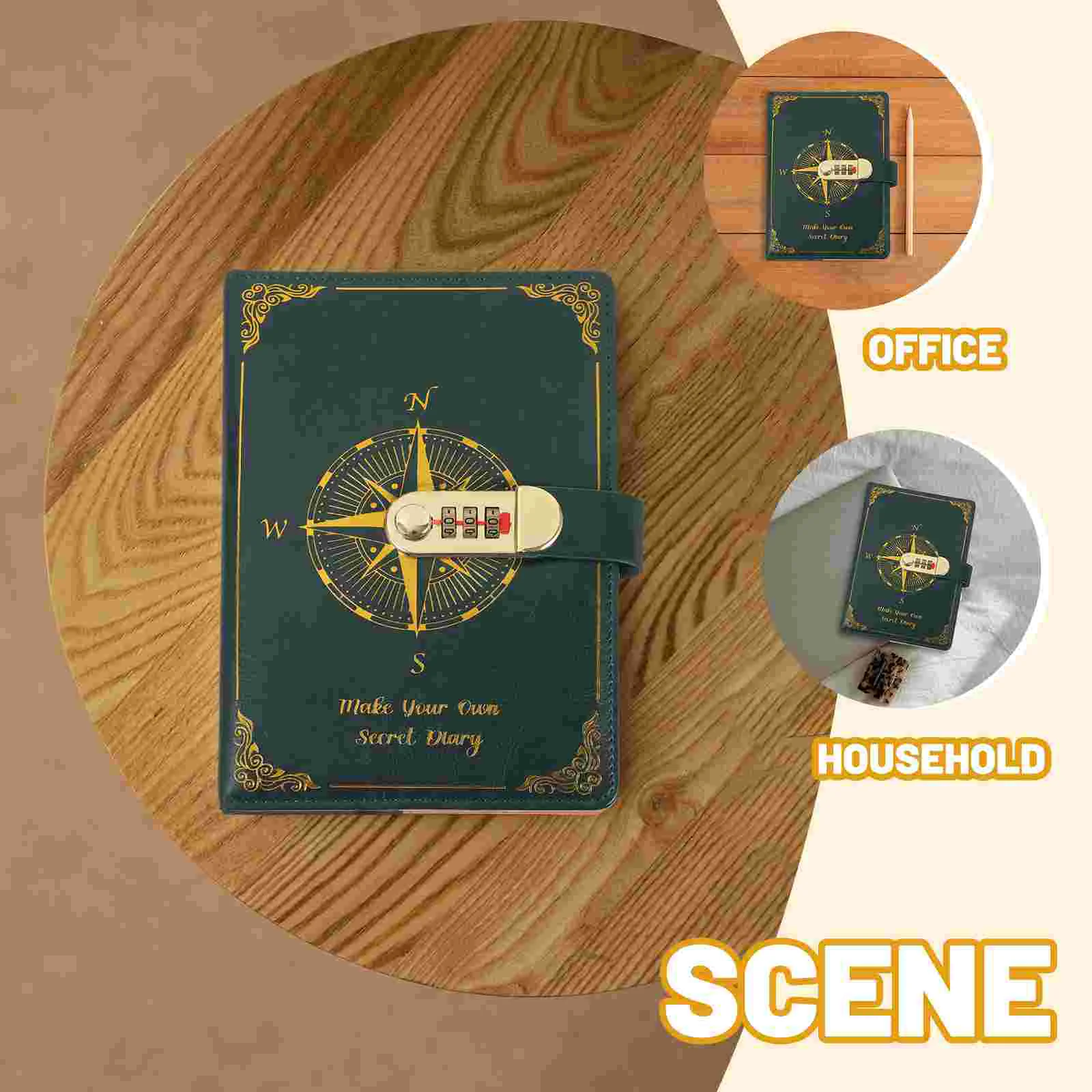 Notebooks Retro Diary Password Lock A5 (green) Scrapbooking Journal for Writing Notepad with Office