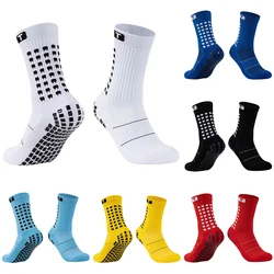 Chaussettes coordonnantes en coton respirant pour hommes et femmes, chaussettes de sport de football, chaussettes de baseball, chaussettes de rugby, ventouse carrée en silicone