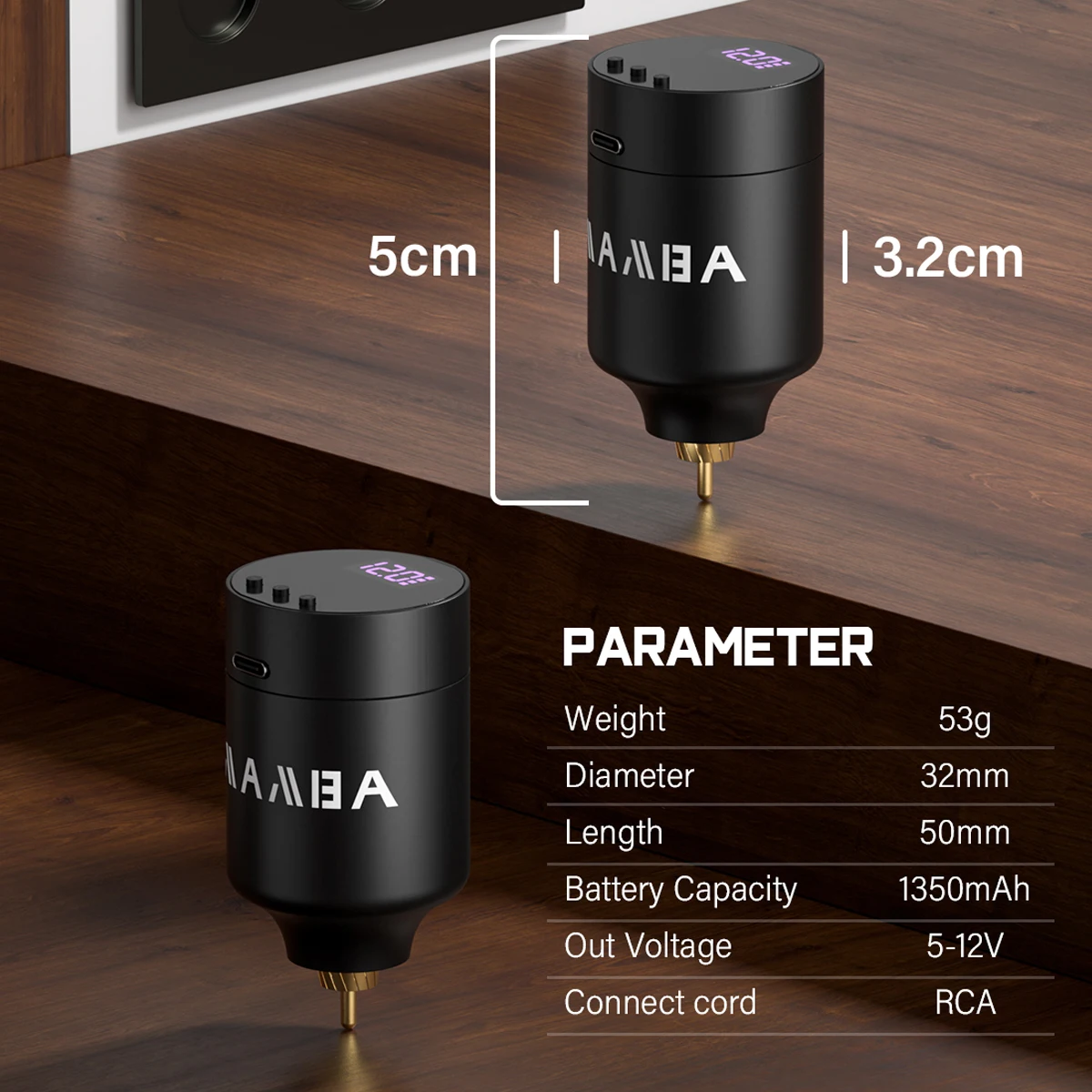 1350mAh Mini Wireless Fast Charge Battery RCA Connector Rechargeable LCD Screen Power Supply For Tattoo Rotary Machine Adapter