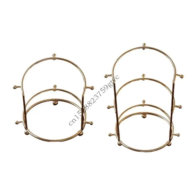 

D0UF 2023 Beads Crown Display Rack Metal Gold Crystal Headbands Princess Crown Headband Support Holder