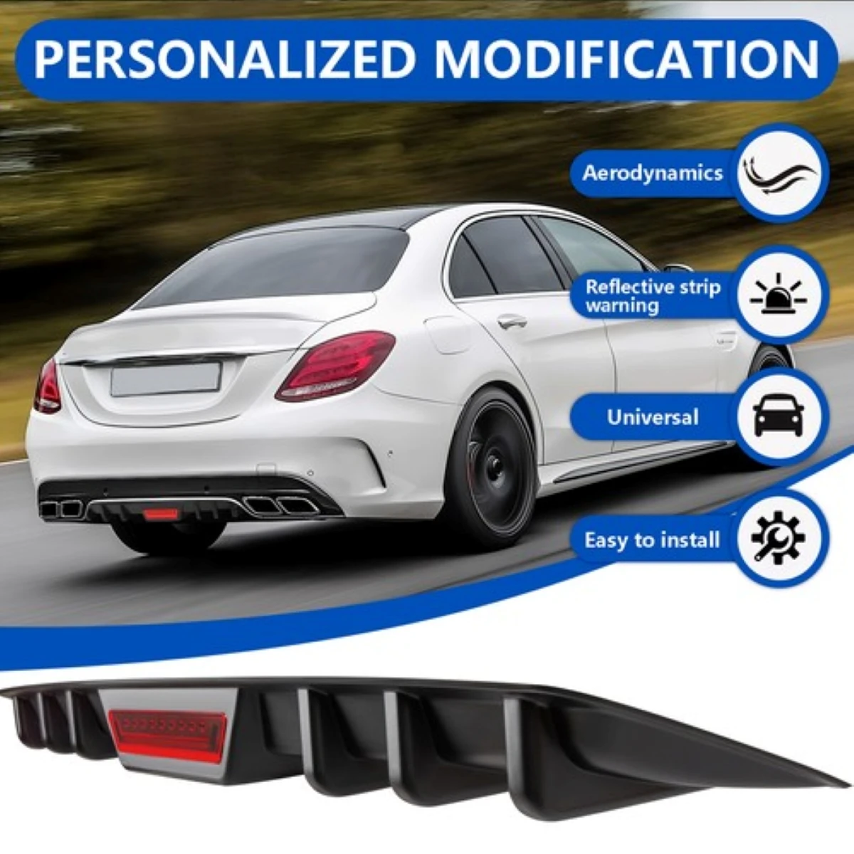 Car Rear Bumper Diffuser Lip Spoiler Splitter Body Kit For Ford Fusion 2004-2020