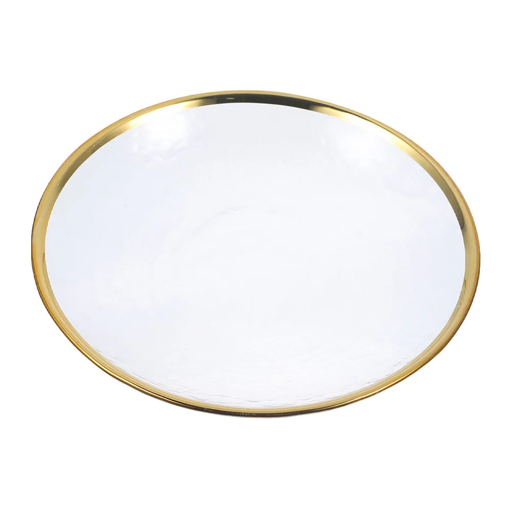 Japanese Style Golden Edge Glass Salad Plate Dish for Dessert Fruit Pasta Steak Breakfast Serving Multi-Function Household Food