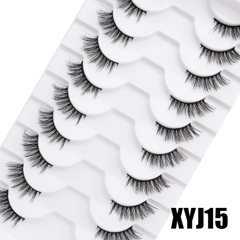 DINGSEN 10 Paar Natürliche Wimpern Halblange Katzenaugen-Wimpern 3D Kunstnerz Flauschige Wimpern Flügelige Falsche Wimpern – Detail 22
