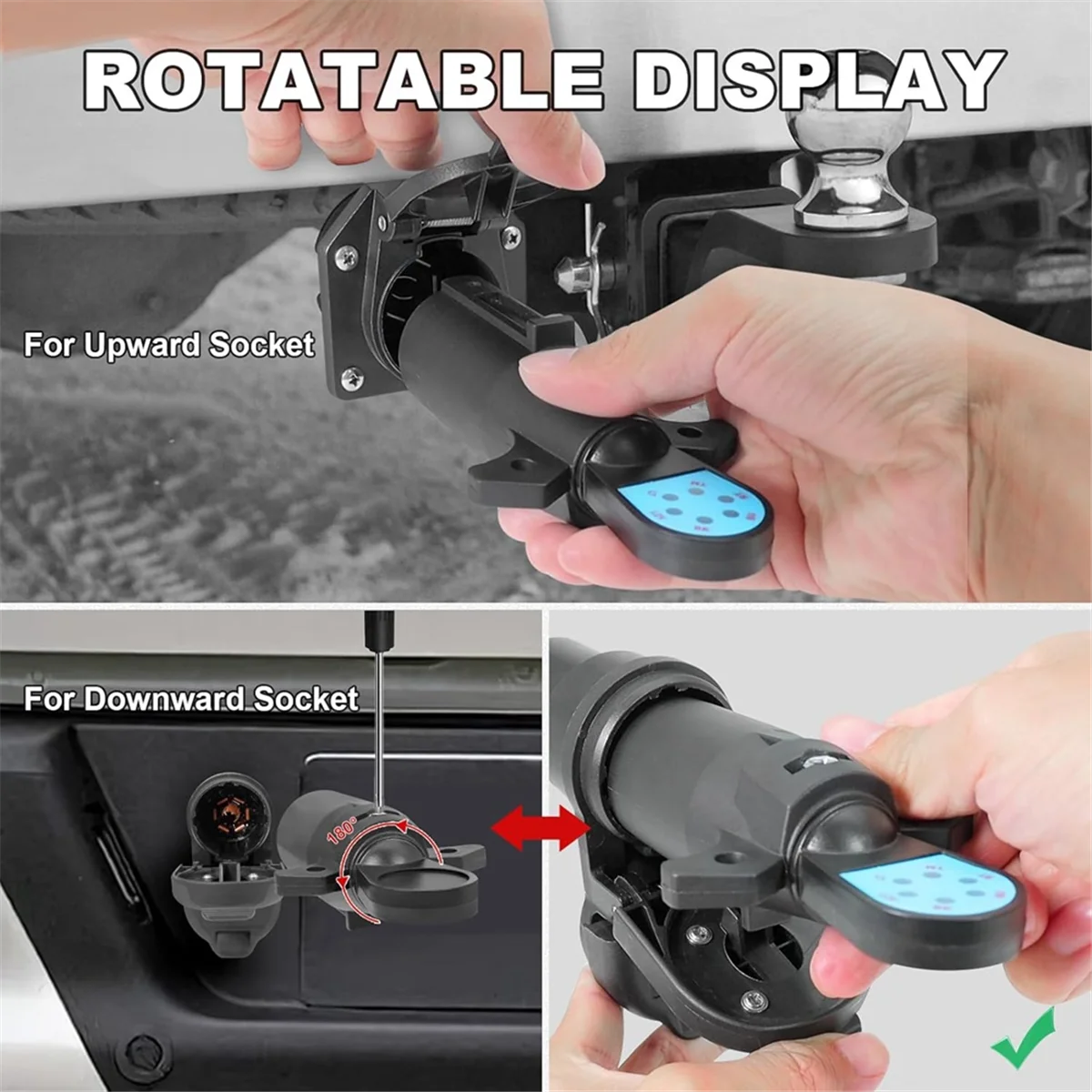 ABNJ 7 Pin Trailer Plug Tester, 7 Way Trailer Wiring Tester for RV, Trailer Light Tester , Tow Wire Brake Blade 12V Connector