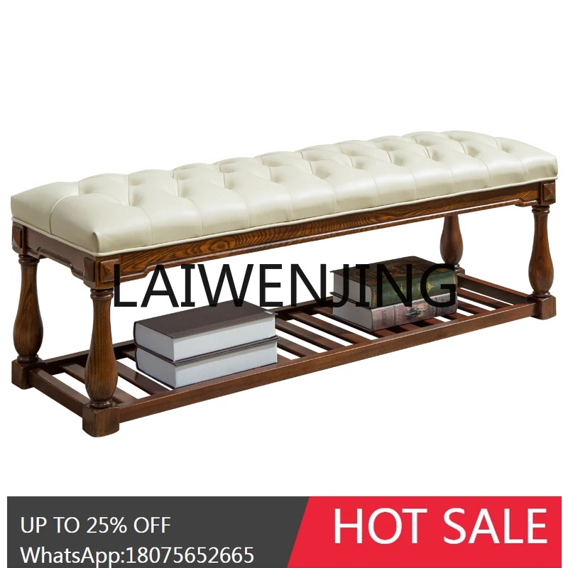 

RWJ Full Bedroom Bed Bench Light Luxury Bedside Stool White Ash Bedside Stool
