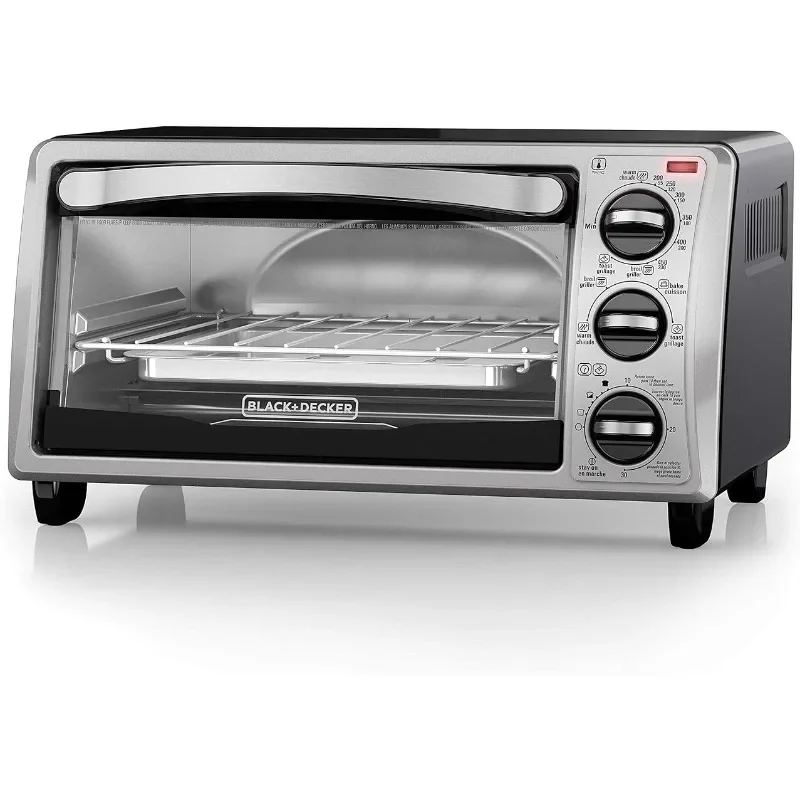 HAOYUNMA 4-Slice Convection Oven, Stainless Steel, Curved Interior Fits a 9 inch Pizza