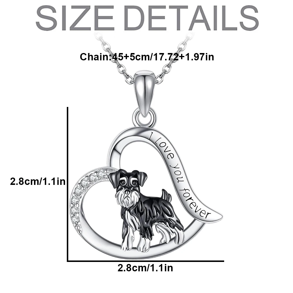 1Pc Exquisite Heart Shaped Schnauzer Necklace for Women Fashion Pet Dog Jewelry Accessories Perfect Holiday Gift for Dog Lovers
