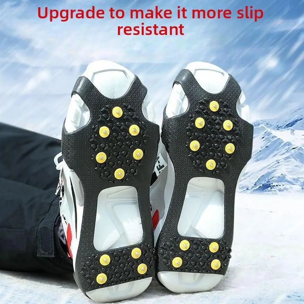 10 Teeth Outdoor Snow Mountaineering Cleats Anti-Slip Bundled Crampons Unisex Snow Claw Shoe Covers Walking Hiking Accessories