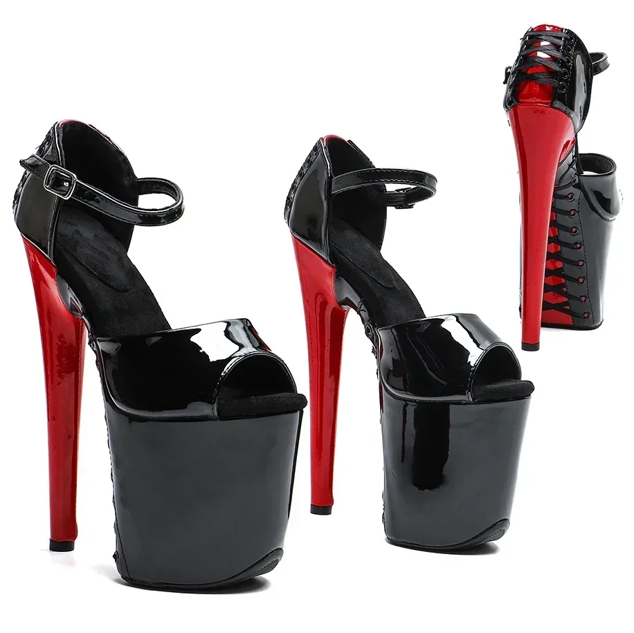 

Leecabe 20cm/ 8inches Patent PU Upper New Fashion trend platform high heel sandals stripper heel pole dance shoes