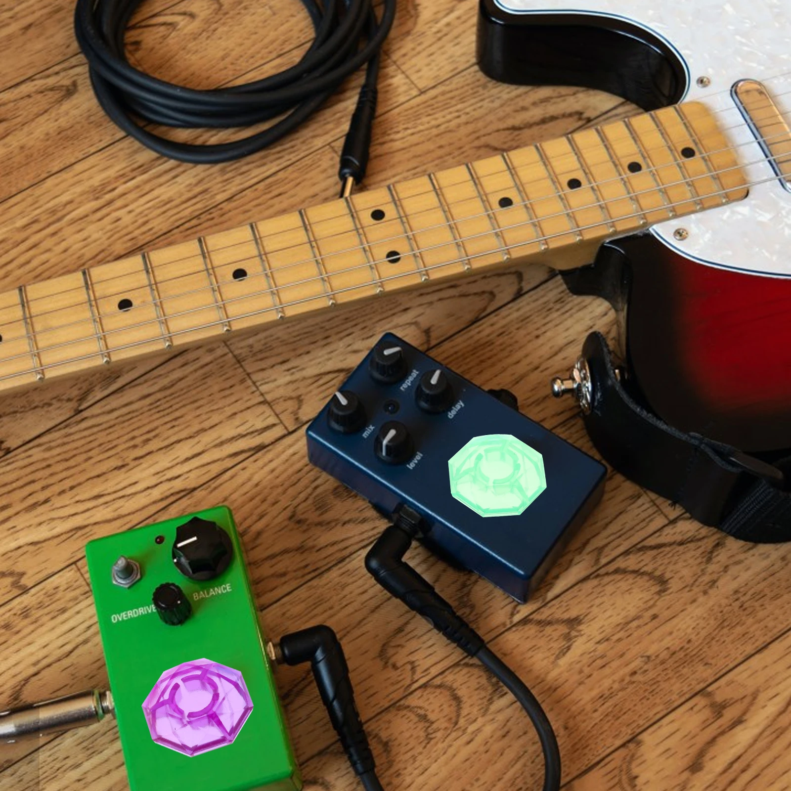 

6Pcs Multicolor Guitar Pedal Footswitch Toppers Durable Plastic for Effect Pedal Visual Enhancement Footswitch Topper