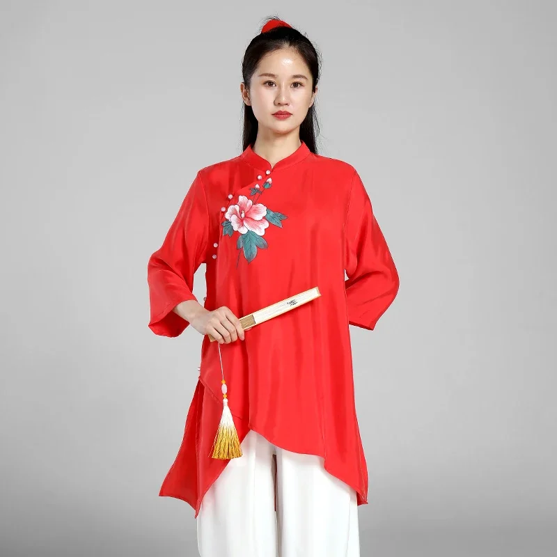 

Tai Chi Clothes Women Wushu Clothes Kung Fu Competition Clothes Martial Art Uniform Wrinkle Free Hand Painted 2022 Red