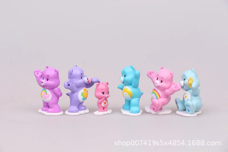 12pcs/set Rainbow Bear PVC Action Figures Cute Care Bears Anime Model Doll Cake Decorations Ornaments Children Gifts