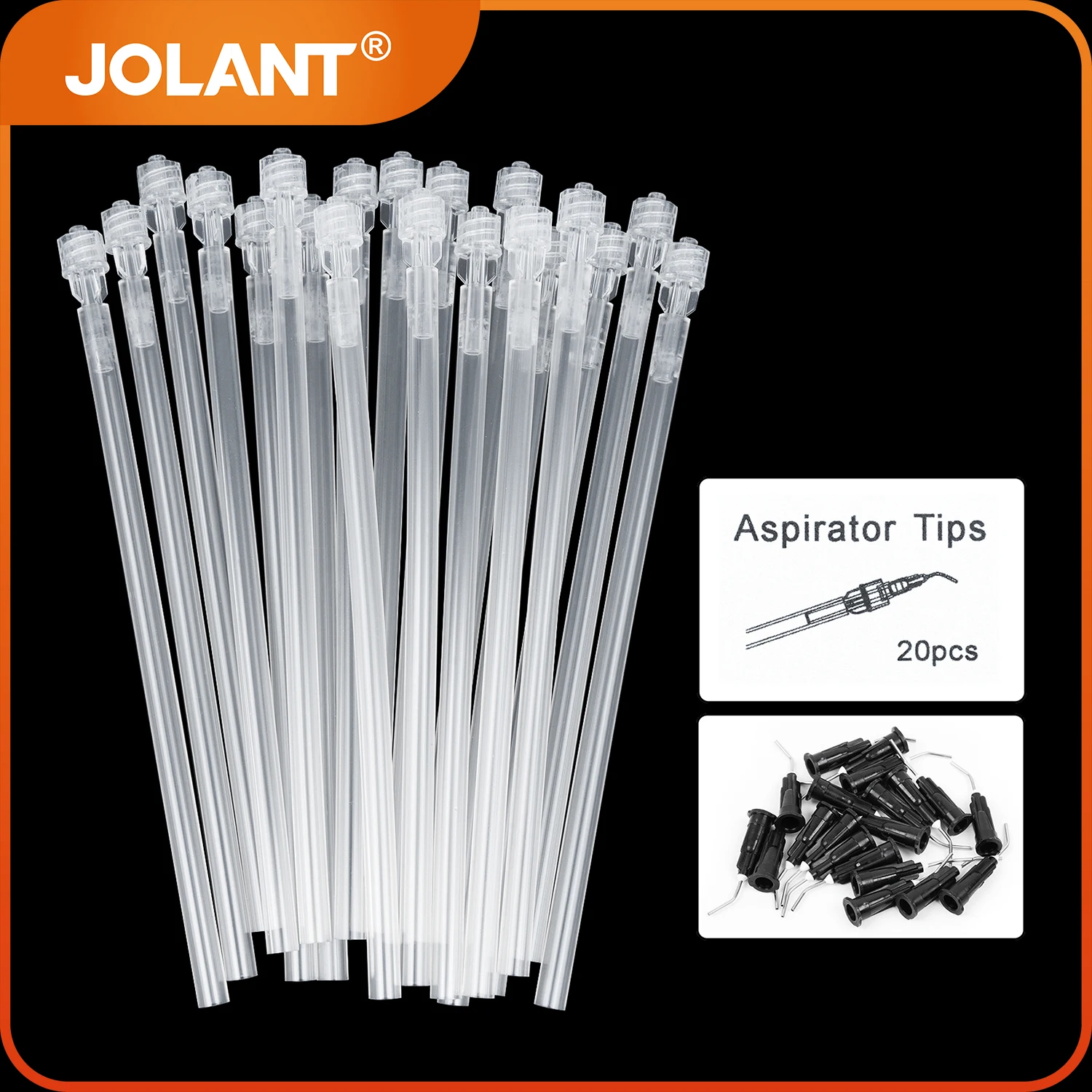 20 pièces/paquet JOLANT Embouts d'aspiration jetables pour éjecteur de salive dentaire, tubes et embouts dentaires avec embout aiguille de seringue, fournitures dentaires