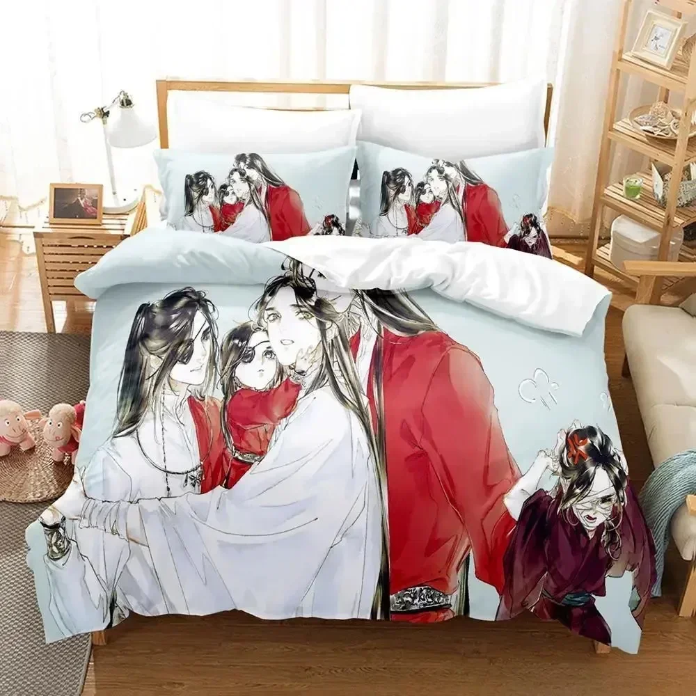 

Heaven Official's Blessing Tian Guan Ci Fu Bedding Set Printed With Pillowcase Duvet Cover Soft Queen King Size Bedclothes Home