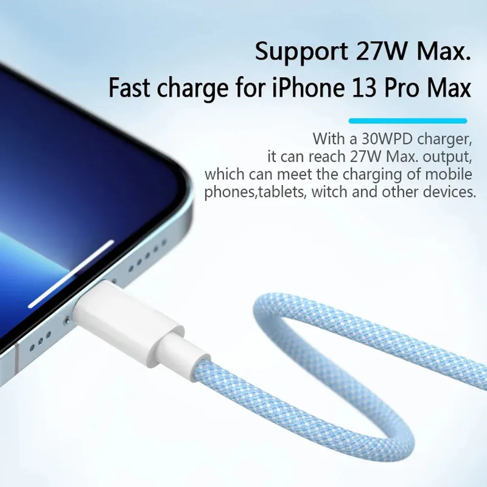 PD 20W USB C Cable For iPhone 14 13 12 11 Pro Max Xs 8 Plus iPad Wire 3A Fast Charging Cord Type C Data Cable for iPhone