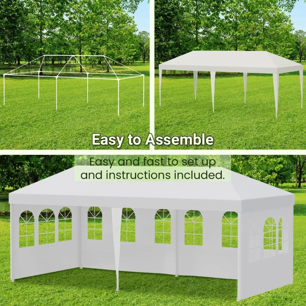 Imagem -03 - Outdoor White Folding Gazebo Wedding Party Tent Canopy Tent com Paredes Laterais Removíveis Toldo Shade Supplies 10x20