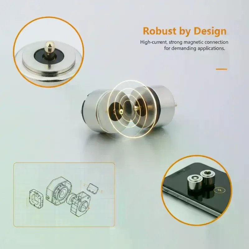 1Set 2Pcs Round High Current Magnet Suction Spring Pogo Pin Connector Male And Female Probe DC Power Charging Magnetic Connector