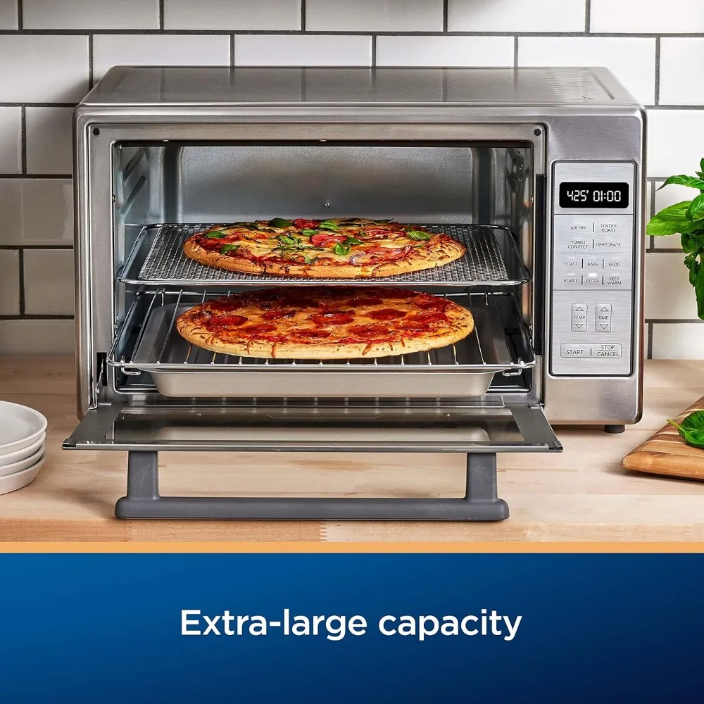 Extra-Large Air Fryer Oven, 10-in-1 Versatile Cooking Functions,Fits 2 Large Pizzas, Stainless Steel,Perfect for Holiday Hosting