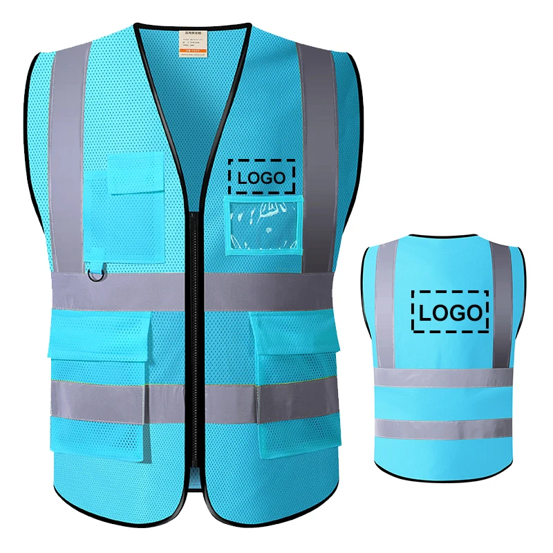 Reflective Safety Vest Logo or Text Custom High Visibility Night Work Security Sleeveless Yellow Vest Construction Workwear