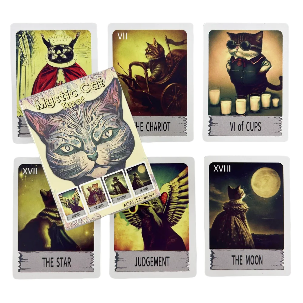 

Mystic Cat Tarot Cards English Version Entertainment Card Family Gathering Divination Deck Tarot Board Playing Card Game