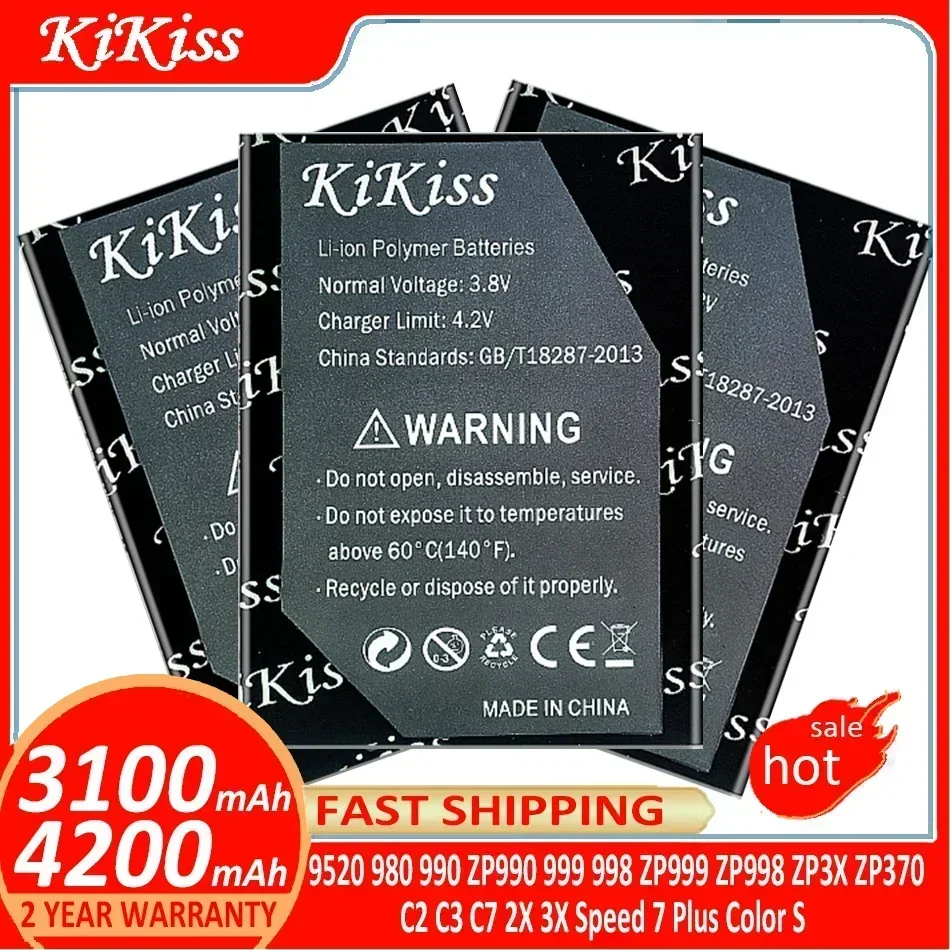 KiKiss Battery For Zopo 9520 980 990 ZP990 999 998 ZP999 ZP998 Speed 7 Plus Speed7 Plus 7Plus C2 C3 C7 2X 3X ZP3X ZP370 Color S