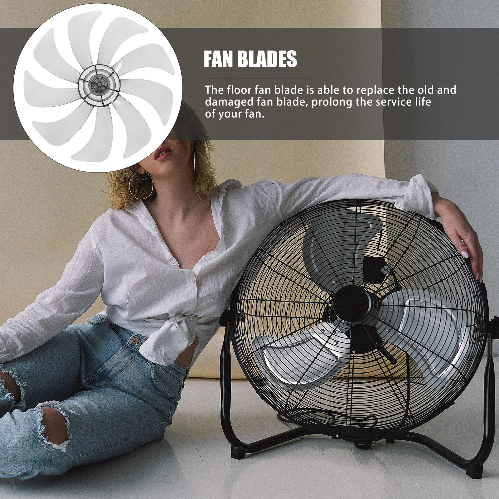 1Pc 14In/9 Leaves Plastic Fan Blade Leaves Universal Fan Blades Household Fan Blades Replacement Standing Fan Table