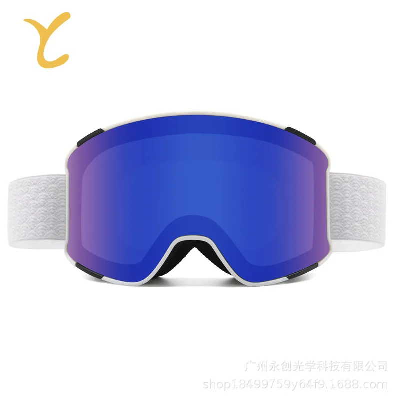 Cross-Border2023New Ski Goggles Cylindrical Thin Frame Magnetic Suction Adult Men and Women Snow Anti-Fog Windproof Goggles