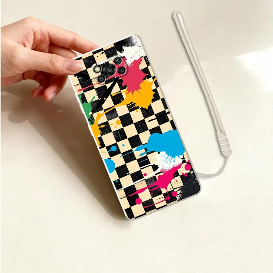 

Checkered Graffiti Case for Xiaomi Poco F5 F3 X4 X3 Pro C71 C85 F4 X3 NFC Soft Funda Back Phone Cover