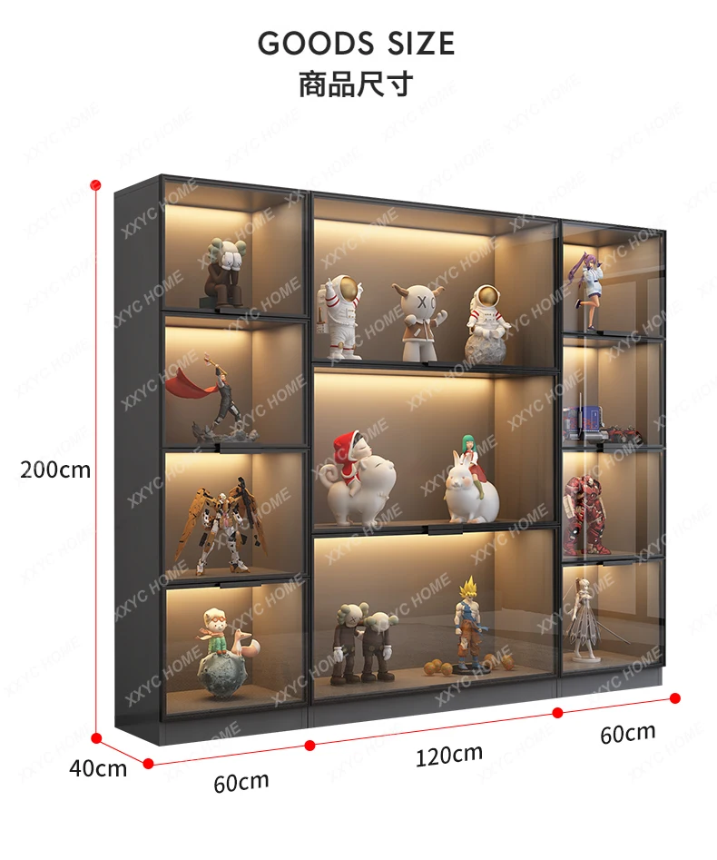 Bookcase With Glass Door, Whole Wall Dust-proof Bookshelf, Light Luxury Display Display, Household Living Room view 6