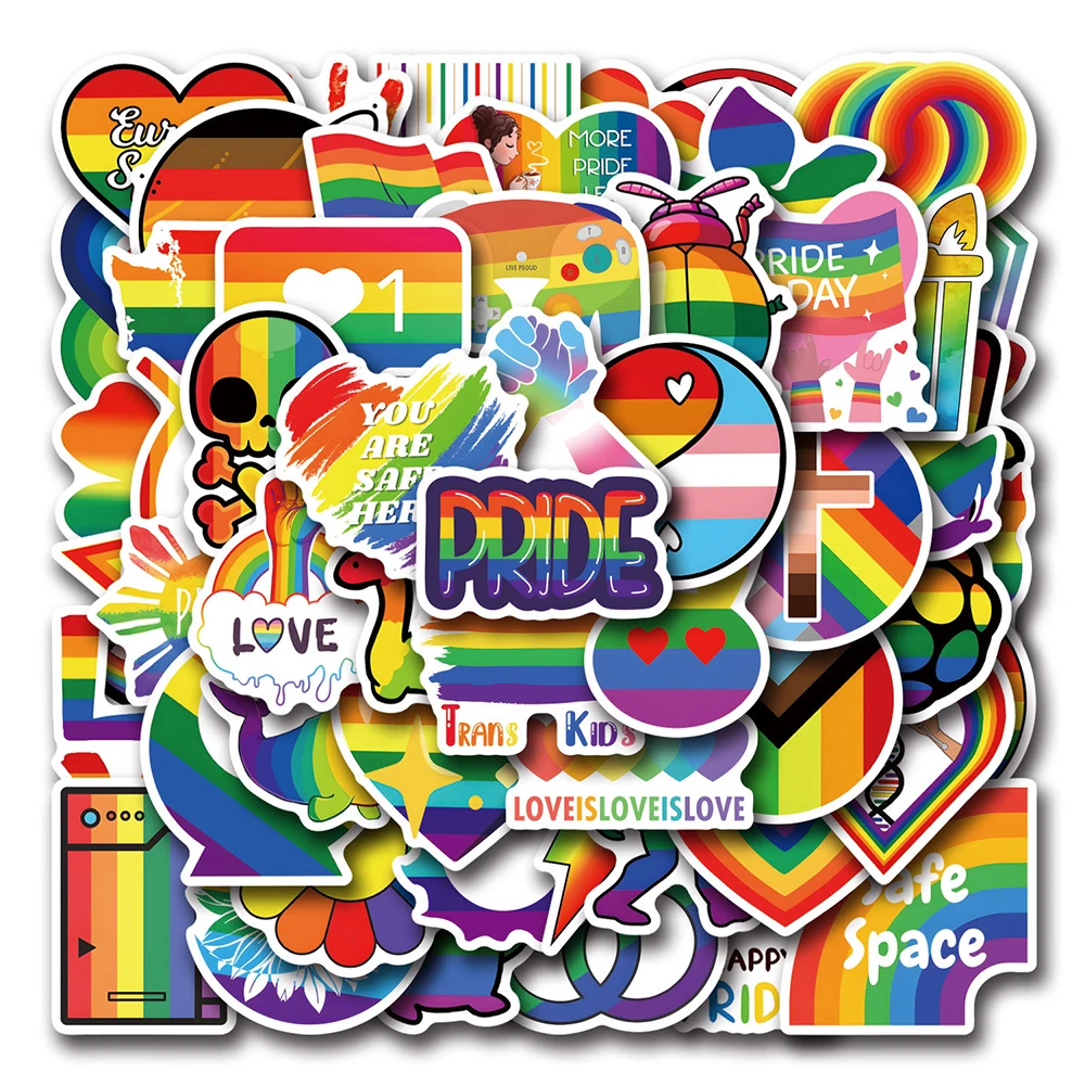 10/30/50/110pcs LGBT Gay Pride Stickers Colorful Rainbow Graffiti for Laptop Phone Case Skateboard Water Bottle Cartoon Sticker